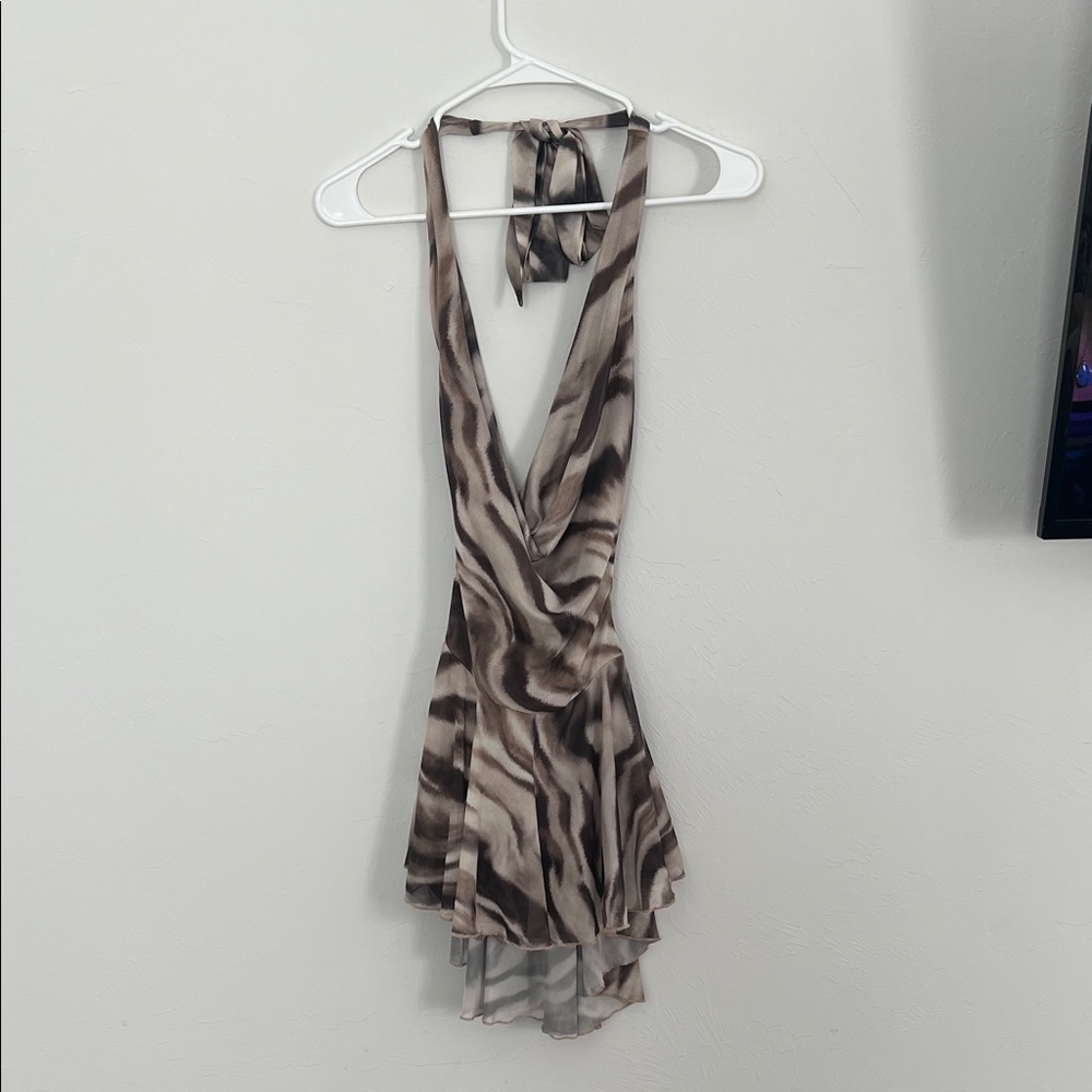 Windsor Elegant Brown and Cream Backless Dress